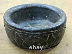 Old Vintage Indian Tribal Primitive Green / Black Stone Hand Carved Big Bowl
