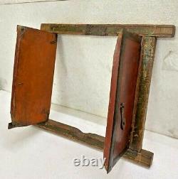 Old Vintage Rare Antique Handmade Iron Fitted Old Color Wooden Window Door