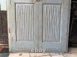 Old Vintage Rare Hand Made Solid Wooden Two Panel Window Door / Gate With Frame