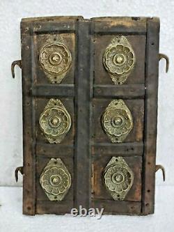 Old Vintage Rare Handmade Antique Brass, Iron Fitted Wooden Window Door / Gate