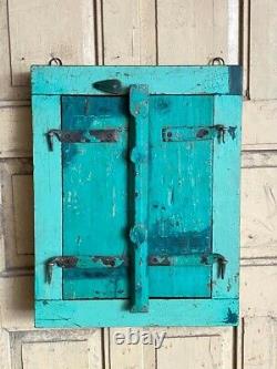 Old Vintage Rare Handmade Old Color Wall Hanging Wooden Window Door With Mirror