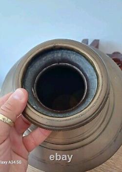 Old Vintage Rare Handmade Unique Rich Patina Heavy Big Brass Pot / Vase