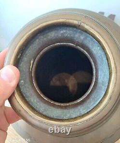 Old Vintage Rare Handmade Unique Rich Patina Heavy Big Brass Pot / Vase