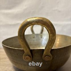 Old Vintage Rare Indian Brass Hammered Cooking Kadhai / Kadai Kitchen Pan