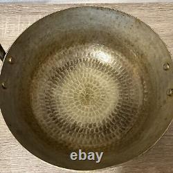 Old Vintage Rare Indian Brass Hammered Cooking Kadhai / Kadai Kitchen Pan