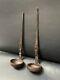 Old Vintage Rare Mughal Hand Carved 2 Pcs Iron Oil Ghee Ladle Spoons Kitchenware