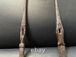 Old Vintage Rare Mughal Hand Carved 2 Pcs Iron Oil Ghee Ladle Spoons Kitchenware