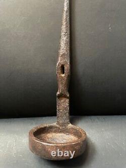 Old Vintage Rare Mughal Hand Carved 2 Pcs Iron Oil Ghee Ladle Spoons Kitchenware