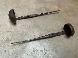 Old Vintage Rare Mughal Hand Carved 2 Pcs Iron Oil Ghee Ladle Spoons Kitchenware