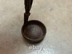 Old Vintage Rare Mughal Hand Carved 2 Pcs Iron Oil Ghee Ladle Spoons Kitchenware