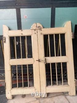 Old Vintage Rare Solid Wooden & Iron Handmade Unique Color Dog Gate / Jaali