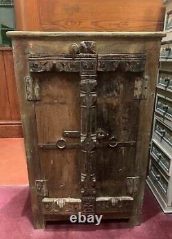 Old Vintage Rustic Shabby Chic Boho Cupboard Probably Indian Bathroom Or Shoe