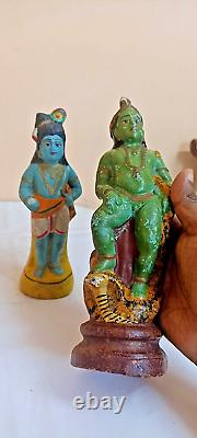 Old Young Lord Sri Krishna Antique Vintage Terracotta Pottery Statue Figure idol