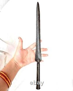 Original 1800's Old Vintage Mughal Antique Iron Hand Forged Lion Face Spear Head