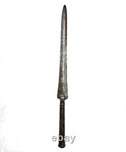 Original 1800's Old Vintage Mughal Antique Iron Hand Forged Lion Face Spear Head
