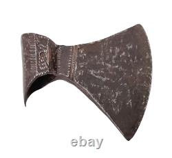 Original 1900's Old Vintage Antique Strong Solid Iron Engraved Battle Axe Head