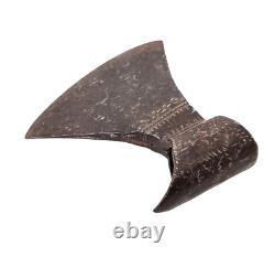 Original 1900's Old Vintage Antique Strong Solid Iron Engraved Battle Axe Head