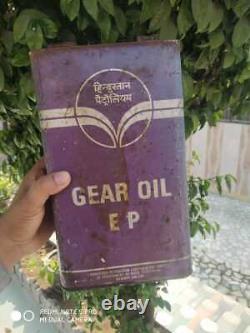 Original Old Antique Vintage Metal Hindustan Petroleum Gear Oil Tin Can