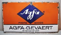 Original Old Vintage Enamel Porcelain Advertisement Sign AGFA Photo Goods