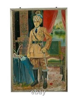 Painting Portrait Old Vintage Indian King Painting Wall Decor Collectible 24x36