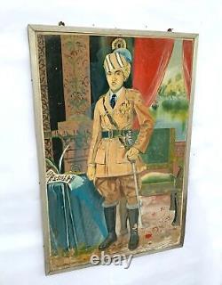 Painting Portrait Old Vintage Indian King Painting Wall Decor Collectible 24x36