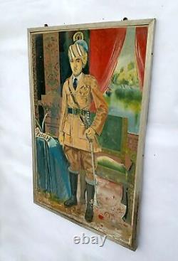 Painting Portrait Old Vintage Indian King Painting Wall Decor Collectible 24x36