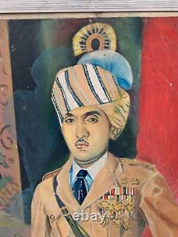 Painting Portrait Old Vintage Indian King Painting Wall Decor Collectible 24x36