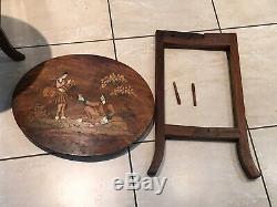 Pair Of Antique Vintage Inlaid Indian Oval Side Tables
