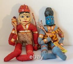 Pair Rajasthani Kathputli Indian Puppets (Antique, Vintage, Toy, Game)