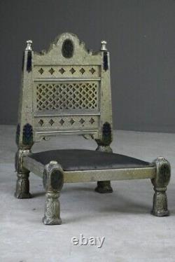 Pair Vintage Eastern Metal Clad Pidha Low Chairs