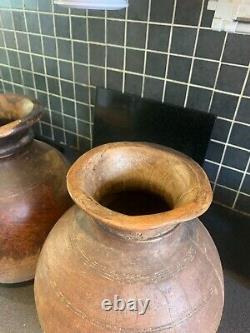 Pair Wooden Himachal Pot Wood Water Dispenser Antique Pot Vases