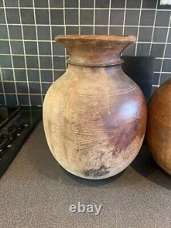 Pair Wooden Himachal Pot Wood Water Dispenser Antique Pot Vases