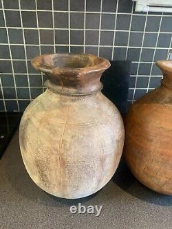 Pair Wooden Himachal Pot Wood Water Dispenser Antique Pot Vases