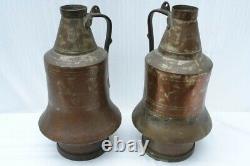 Pair of Antique Indian Copper Vintage Jugs Vases