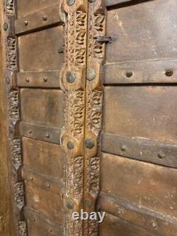 Pair of Antique Original Old Vintage Indian Doors Wood & Metal 170cm x 87cm