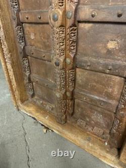 Pair of Antique Original Old Vintage Indian Doors Wood & Metal 170cm x 87cm