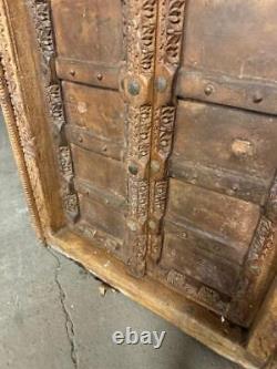 Pair of Antique Original Old Vintage Indian Doors Wood & Metal 170cm x 87cm