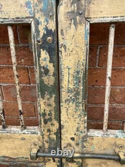 Pair of Original Antique Vintage Rustic Indian Jali Doors Wood & Metal Grills