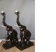 Pair Of Stunning Vintage Decorative Large Carved Wooden Elephant Lamp Stands