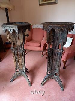 Pair of Tall vintage hand-carved stands frorm India pre-war