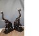 Pair Of Vintage Decorative Large Carved Wooden Elephant Lamp Stands