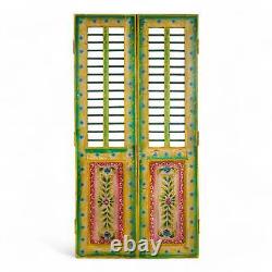 Pair of Vintage Indian Jali Doors Gates with Hand Painted Design