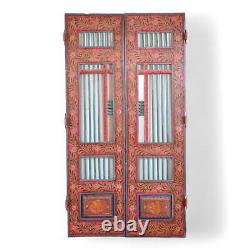 Pair of Vintage Indian Jali Doors Gates with Hand Painted Design