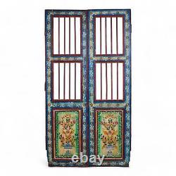 Pair of Vintage Indian Jali Doors Gates with Hand Painted Design