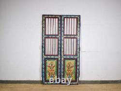 Pair of Vintage Indian Jali Doors Gates with Hand Painted Design