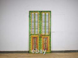 Pair of Vintage Indian Jali Doors Gates with Hand Painted Design