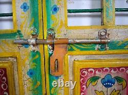 Pair of Vintage Indian Jali Doors Gates with Hand Painted Design