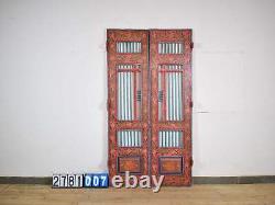 Pair of Vintage Indian Jali Doors Gates with Hand Painted Design