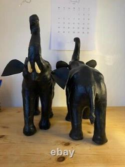 Pair of Vintage Leather Indian Elephants