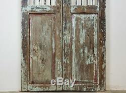 Pair of Vintage Rustic Indian Hardwood Jali Garden Gate Doors (REF507)